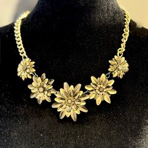 Boho Chic Gold Tone Floral Collar Necklace